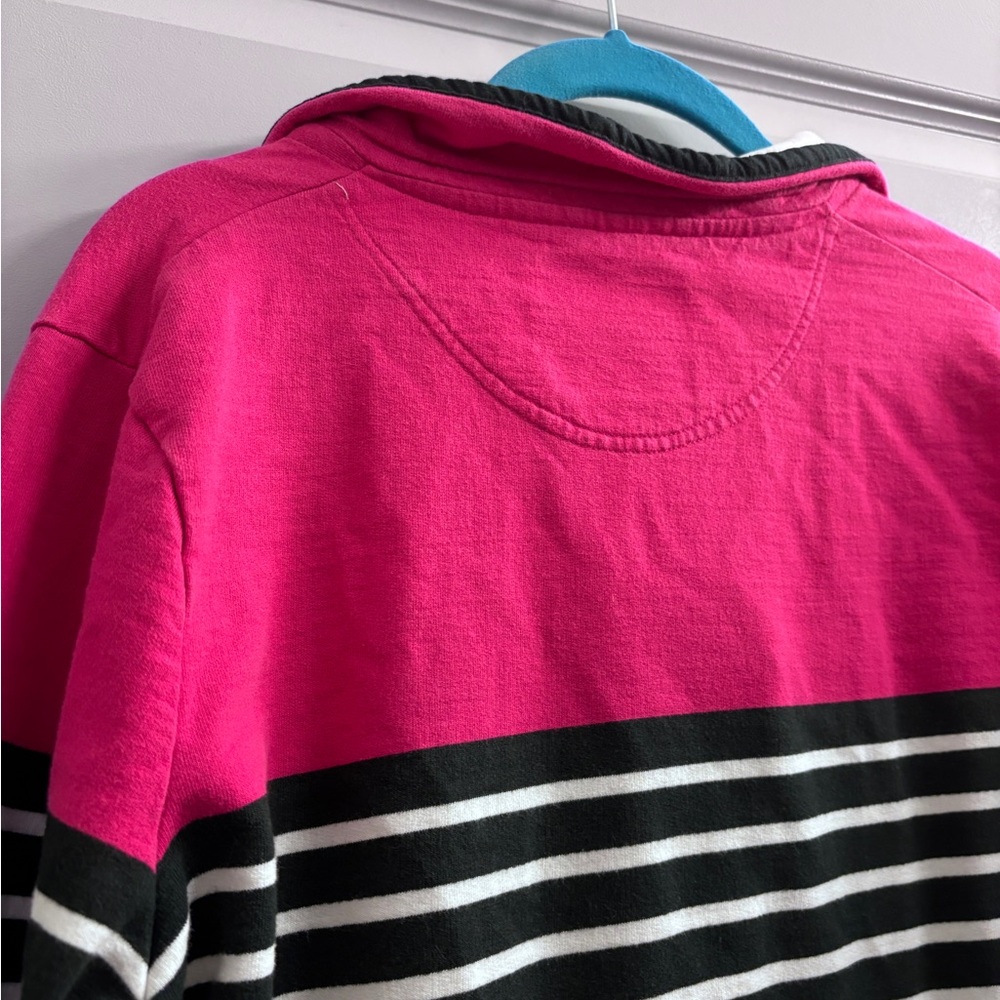 Lands' End Ireland Striped Rugby Top - Black White Pink - Picture 11 of 11